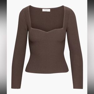 Aritzia Babaton Sweetheart Ribbed Longsleeve Top